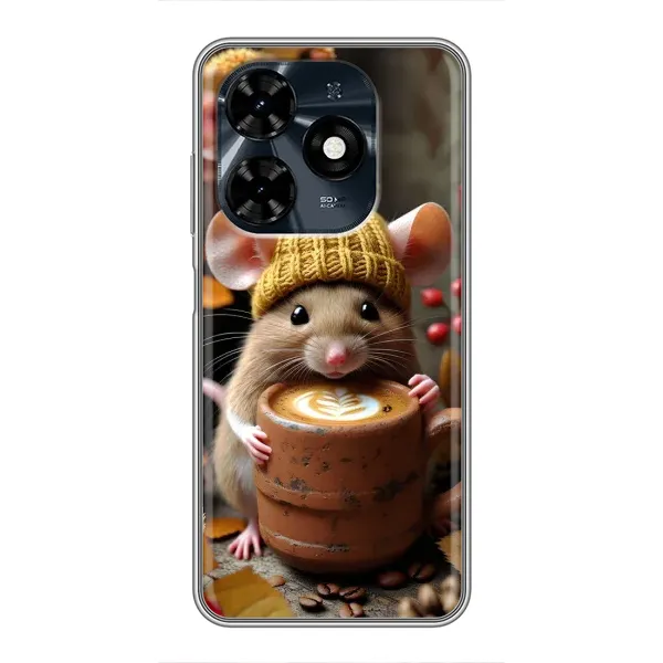 Чехол с рисунком «Мышка с кофе» для TECNO Spark 20c Чехол с рисунком «Мышка с кофе» для TECNO Spark 20c