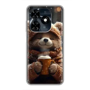 Печатный чехол «Зверята с кофе» для TECNO Spark 20c (Медвежонок с кофе)