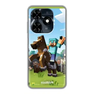 Чехлы для TECNO Spark 20c (Персонажи Майн Крафт) (На коне)