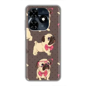 Чехол (ТПУ) Милые собачки для TECNO Spark 20c (Собачки Мопсики)