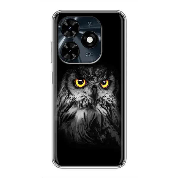 Чехол с рисунком «Сова на чёрном» для TECNO Spark 20c Чехол с рисунком «Сова на чёрном» для TECNO Spark 20c