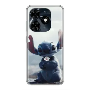 Чехол с рисунком Стич для TECNO Spark 20c (Стич с цветочком)