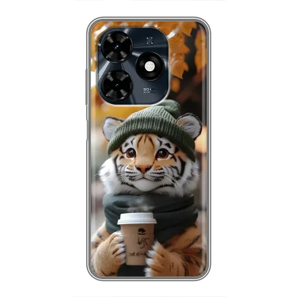 Чехол с рисунком «Тигр с кофе» для TECNO Spark 20c Чехол с рисунком «Тигр с кофе» для TECNO Spark 20c