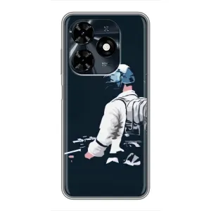 Силиконовый чехол с картинкой "Герой Pubg" на TECNO Spark 20c (В экиперовке)