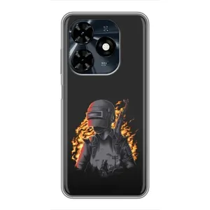 Силиконовый чехол с картинкой "Герой Pubg" на TECNO Spark 20c (В огне)