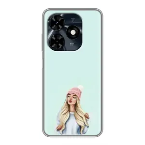 Силиконовый Чехол на TECNO Spark 20c с картинкой Стильных Девушек (В шапке)