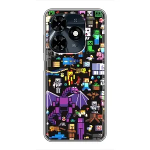 Чехол майнкрафт для TECNO Spark 20c (Все персонажи)