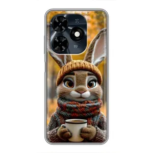 Печатный чехол «Зверята с кофе» для TECNO Spark 20c (Зайчик с кофе)