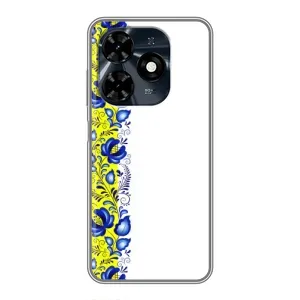 Силіконовый Чохол на TECNO Spark 20c з картинкой Вишиванки (Жовто-біла вишиванка)