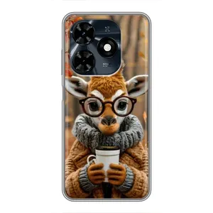 Печатный чехол «Зверята с кофе» для TECNO Spark 20c (Жираф с кофе)