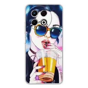 Чехол с картинкой Модные Девчонки TECNO Spark 30 Pro (Девушка с коктейлем)
