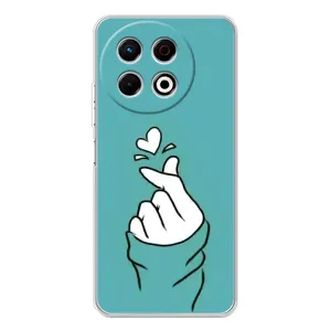 Чехлы (Знак сердечка) на TECNO Spark 30 Pro (Сердечко на бирюзовом)