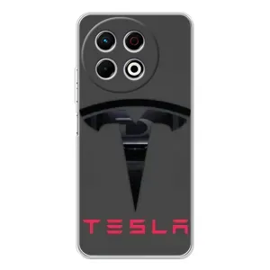 Силиконовый бампер с картинкой машины на TECNO Spark 30 Pro (Logo TESLA)