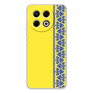 Силіконовый Чохол на TECNO Spark 30 Pro (Вишиванка на жовтому фоні)