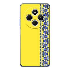 Силиконовый Чехол на Tecno Spark 30 (Вышиванка на желтом)