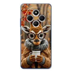 Печатный чехол «Зверята с кофе» для Tecno Spark 30 (Жираф с кофе)