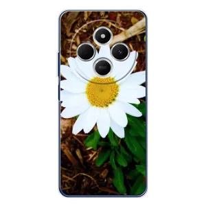 Чехол с ромашками на Tecno Spark 30C (Белая ромашка)