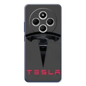 Силиконовый бампер с картинкой машины на Tecno Spark 30C (Logo TESLA)