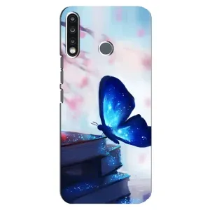 Силиконовый бампер с картинкой животных для TECNO Spark 4 (Бабочка синяя)