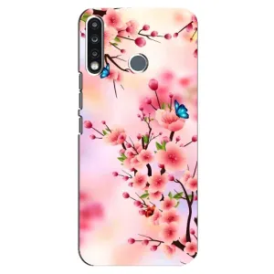 Чехол с принтом САКУРЫ на TECNO Spark 4 (Бабочки на сакуре)