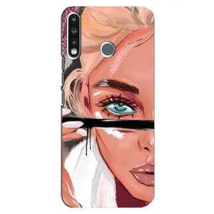 Силиконовый Чехол на TECNO Spark 4 с картинкой Стильных Девушек (Девушка и ресницы)