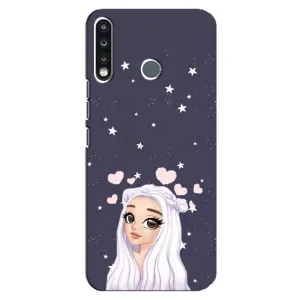Чехол Стильные девушки на TECNO Spark 4 (Девушка и сердечки)