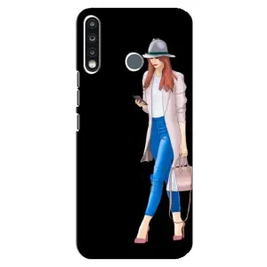 Чехол с картинкой Модные Девчонки TECNO Spark 4 (Девушка со смартфоном)