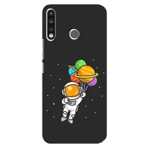 Силиконовый Чехол с принтом "Космонавты" на TECNO Spark 4 (Космонавт с шариками)