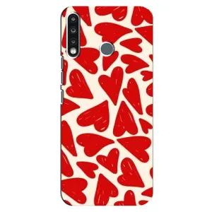 Чехлы с тематикой "Маленькие Сердечки" на TECNO Spark 4 (Красные сердечка)