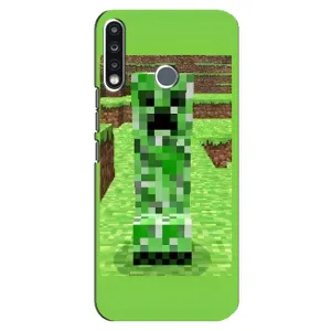 Чехлы для TECNO Spark 4 (Персонажи Майн Крафт) (Крипер 2)