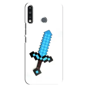 Чехлы для TECNO Spark 4 (Персонажи Майн Крафт) (Меч)