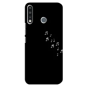 Чехол с картинками на черном фоне для TECNO Spark 4 (Ноты)