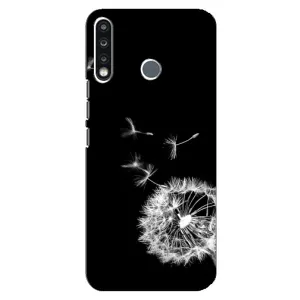 Силиконовый Чехол с одуванчиками на TECNO Spark 4 (Одуванчик на чёрном)