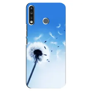 Силиконовый Чехол с одуванчиками на TECNO Spark 4 (Одуванчик на голубом)