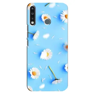 Чехол с Цветами для TECNO Spark 4 (ромашки на голубом)