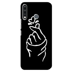 Чехлы (Знак сердечка) на TECNO Spark 4 (Сердце на черном)