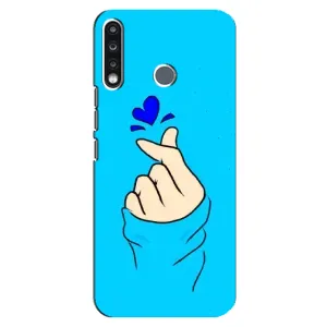 Чехлы (Знак сердечка) на TECNO Spark 4 (Сердце на синем)