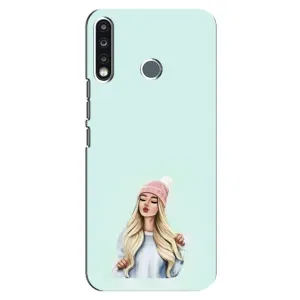 Силиконовый Чехол на TECNO Spark 4 с картинкой Стильных Девушек (В шапке)