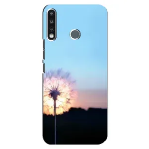Силиконовый Чехол с одуванчиками на TECNO Spark 4 (Закат с одуванчиком)