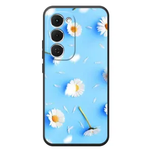Чохол з Квітами для Tecno Spark 40 Pro Plus (ромашки на блакитному)
