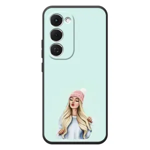 Силіконовый Чохол на Tecno Spark 40 Pro Plus з картинкой Модных девушек (В шапці)