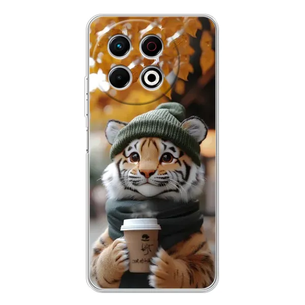 Чехол с рисунком «Тигр с кофе» для TECNO Spark 40 Pro Чехол с рисунком «Тигр с кофе» для TECNO Spark 40 Pro