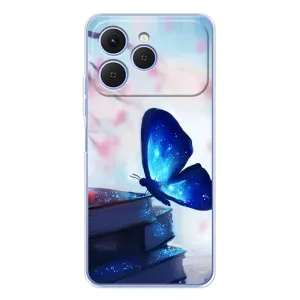 Силиконовый бампер с картинкой животных для Tecno Spark 40 (Бабочка синяя)