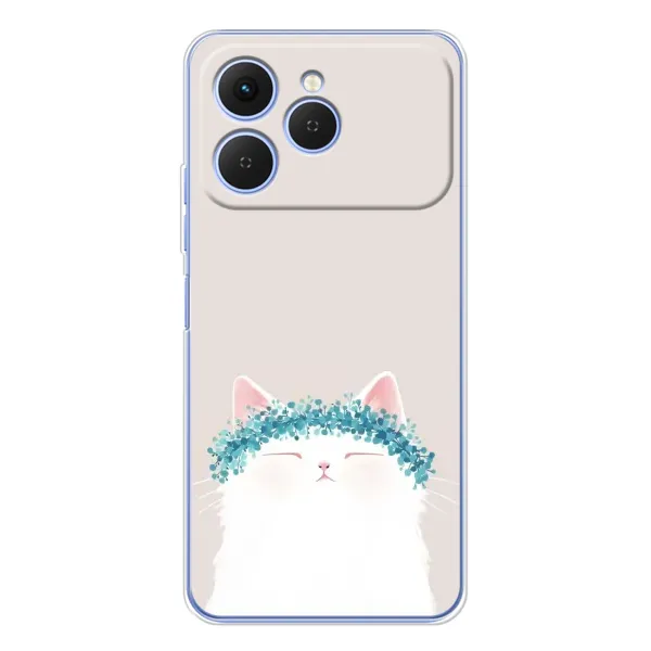 Чехол с рисунком «Белый котик» для TECNO Spark 40