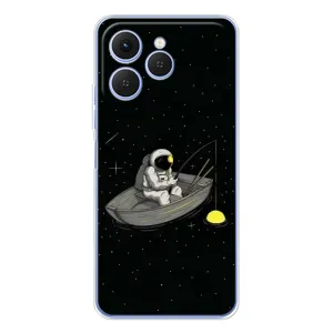Силиконовый Чехол с принтом "Космонавты" на Tecno Spark 40 (Космонавт на рыбалке)