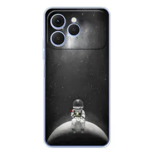 Силиконовый Чехол с принтом "Космонавты" на Tecno Spark 40 (Космонавт романтик)