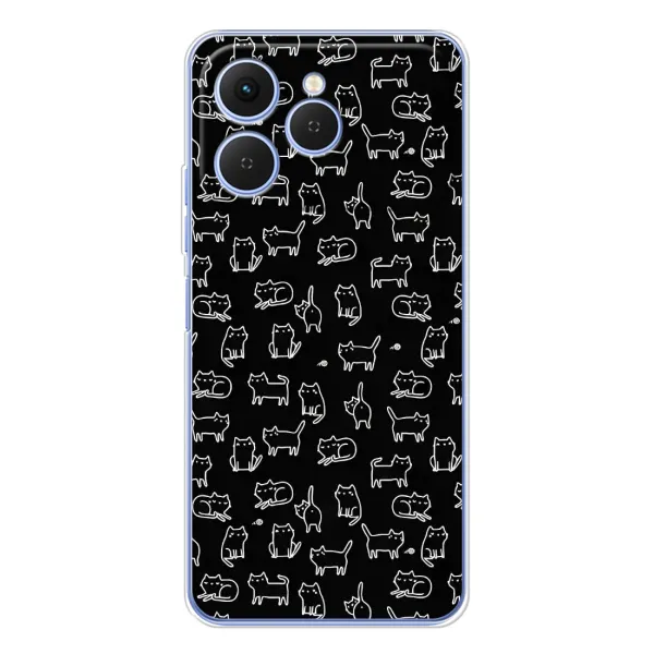 Чехол с рисунком «Котики на черном» для TECNO Spark 40