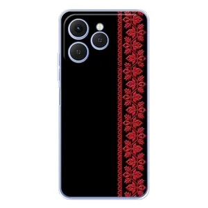 Силиконовый Чехол на Tecno Spark 40 (Красная Вышиванка)