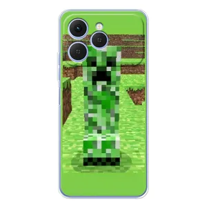 Чехлы для Tecno Spark 40 (Персонажи Майн Крафт) (Крипер 2)