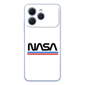 Силиконовый бампер с принтом "Наса" на Tecno Spark 40 (NASA на белом фоне)